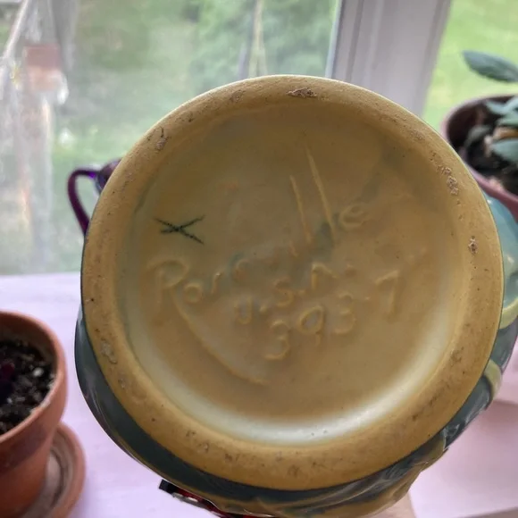 Rare Blue Roseville Pottery Basket - Picture 10 of 10